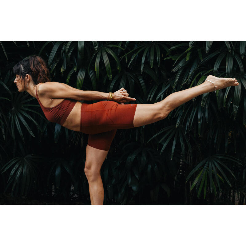 Pantalon scurt Yoga dinamică Vișiniu închis Damă 