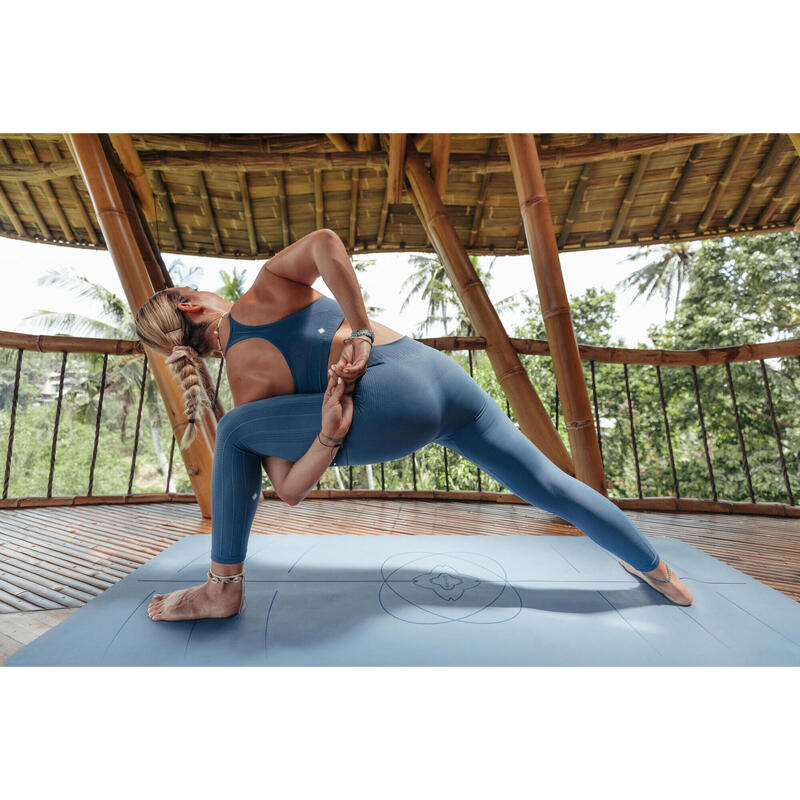 TOP DE YOGA SEM COSTURAS MULHER PREMIUM AZUL