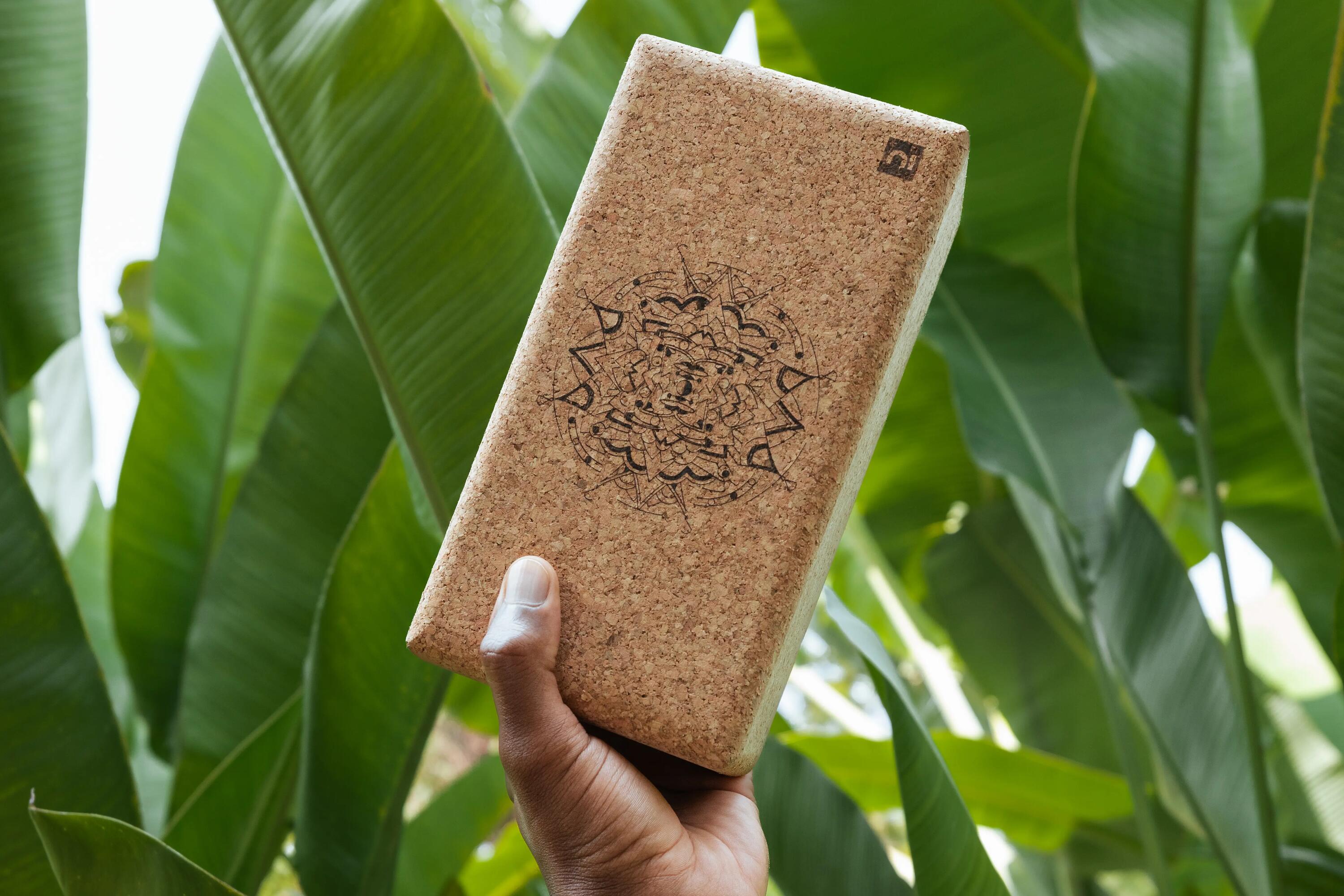 kork yoga block mit mandala