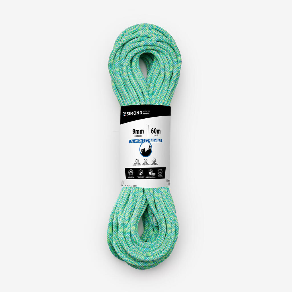 Climbing and Mountain triple standard rope 9 mm x 60 m - ALPINISM 9 COVERSHIELD