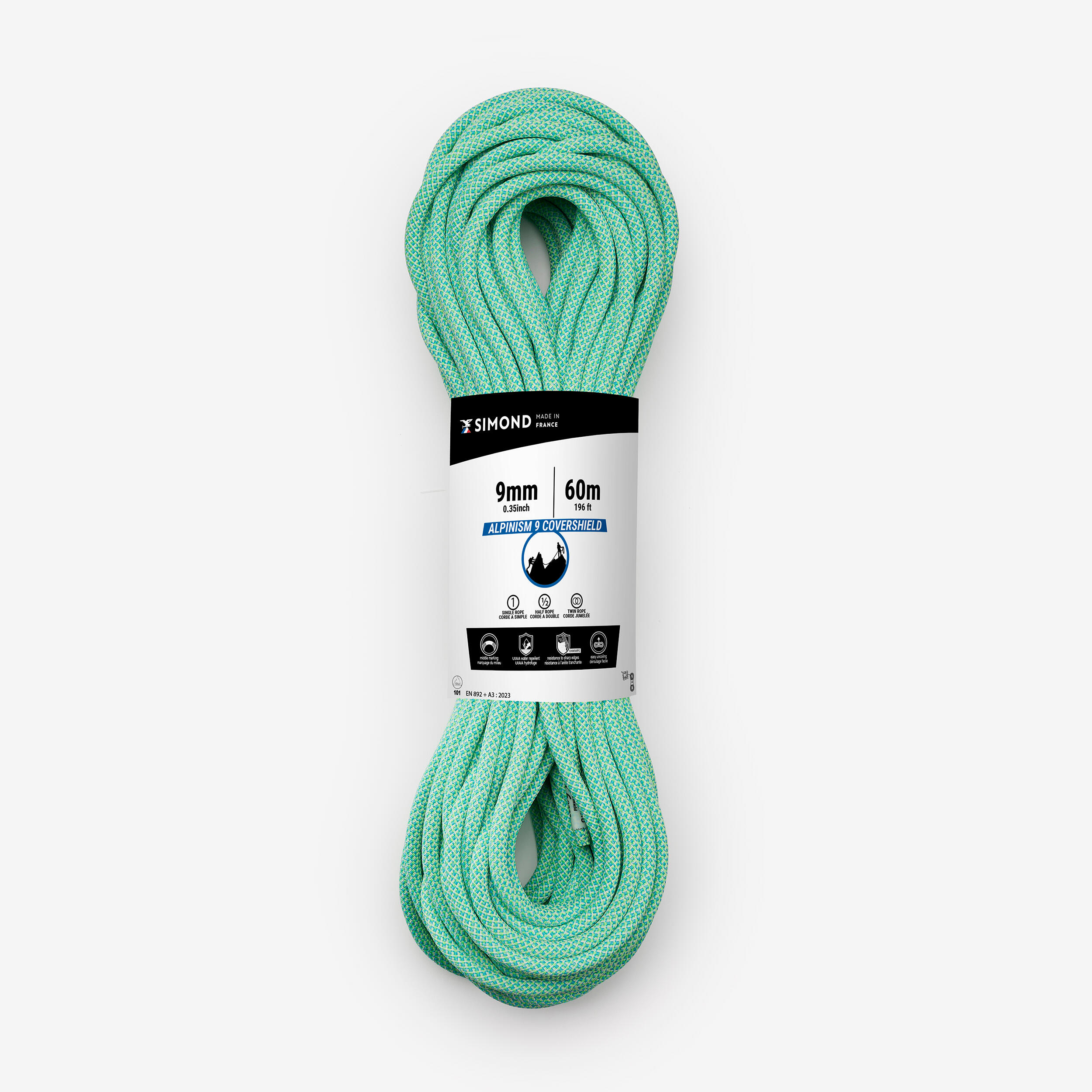 SIMOND Lano Alpinism 9 Covershield na lezenie a horolezectvo trojitá norma 9 mm x 60 m