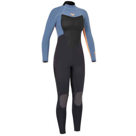 Moteriškas plaukimo kostiumas „Roxy Prologue“, skirtas plaukioti banglente, 4/3 mm storio, tamsiai mėlynas, tamsiai raudonas