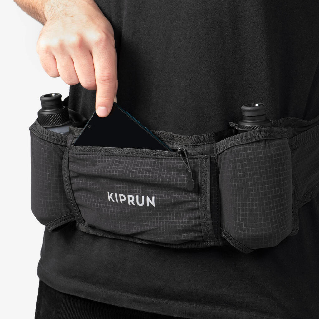 Unisex jooksu joogipudelivöö Kiprun Belt 500, 2 × 250 ml