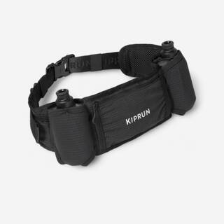 Unisex Running Belt with 2x250ml Bottle Hydration Pockets, KIPRUN 500 - Black
