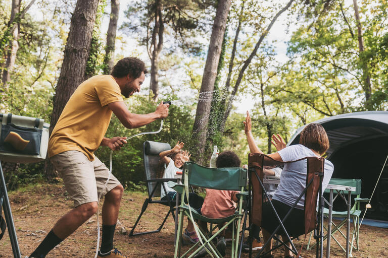Reclining folding camping armchair in steel
