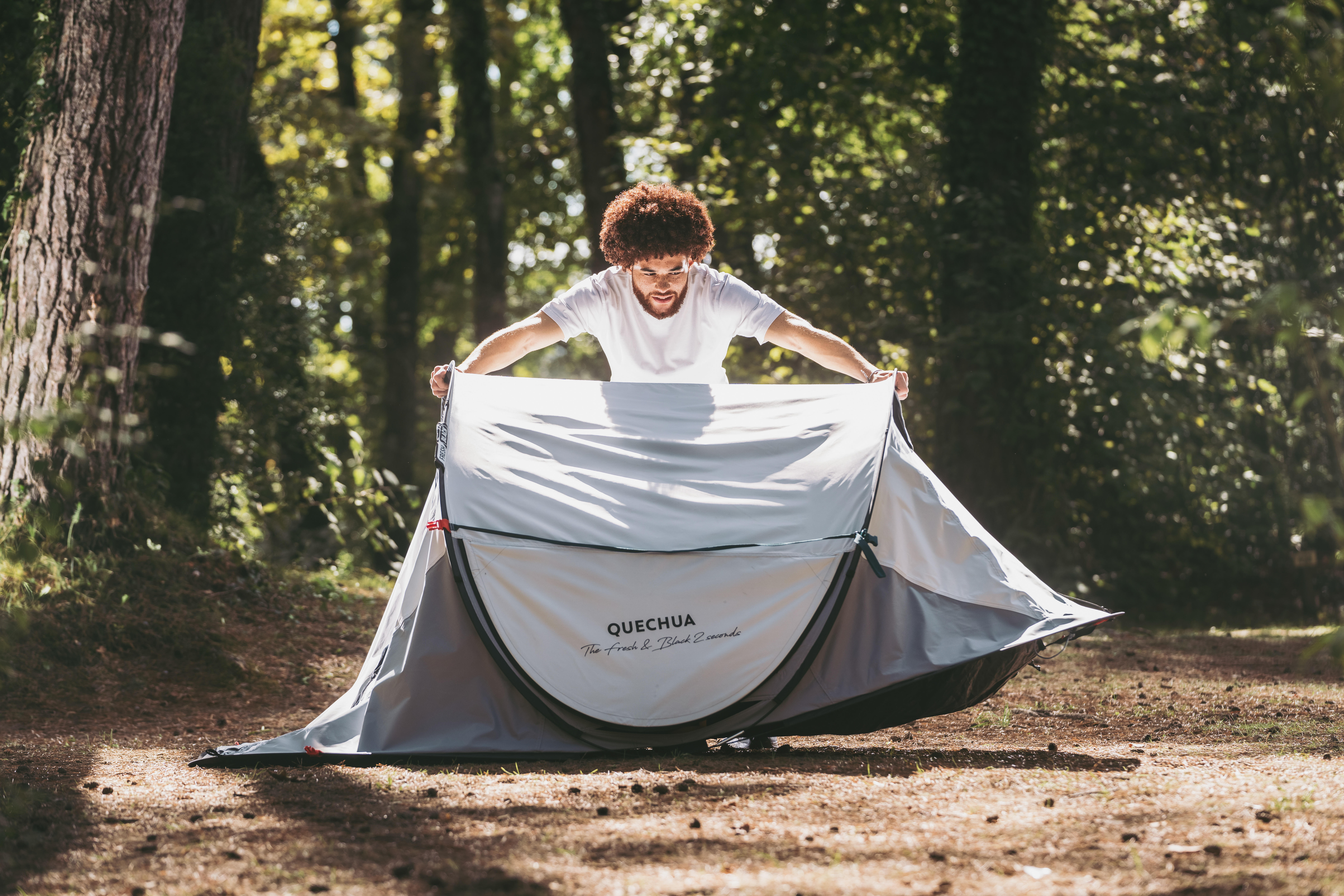 2-Person Camping Tent, 2 Seconds Fresh & Black - QUECHUA