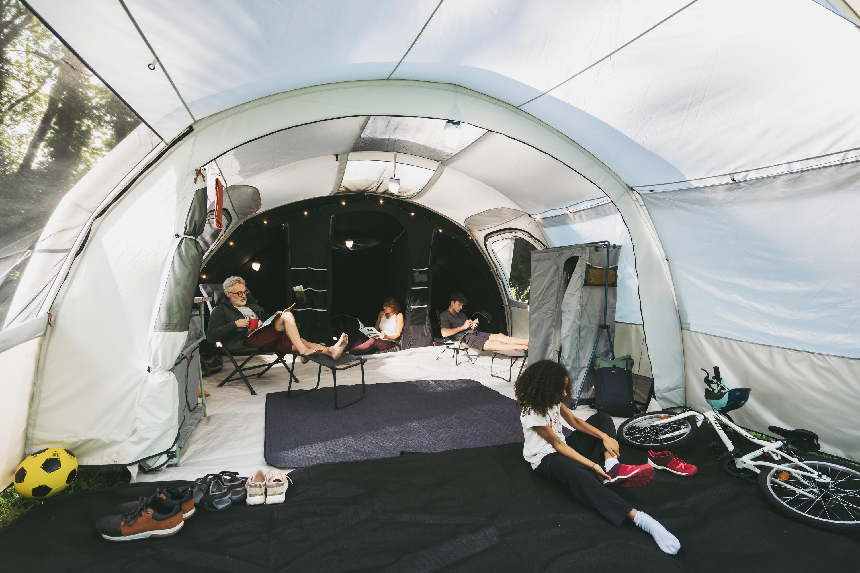 Opblaasbare tent 6 personen Air Seconds 6.3 XXL met Fresh&Black, 3 slaapruimtes 29/35