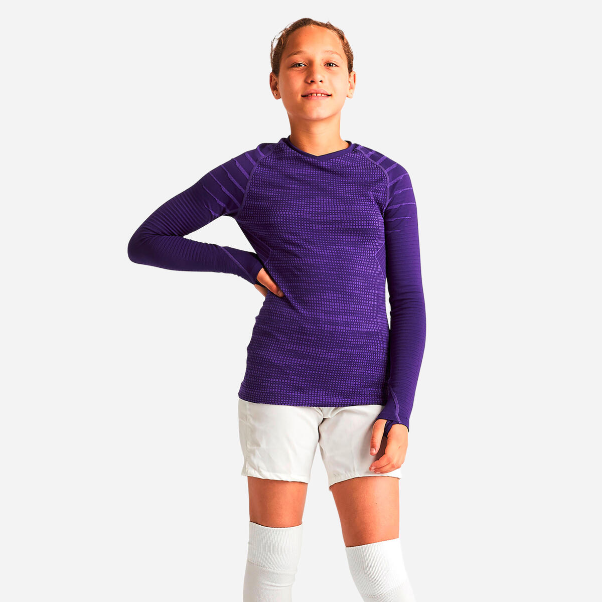 Sous-vetement thermique haut manches longues  enfant violet keepdry 500