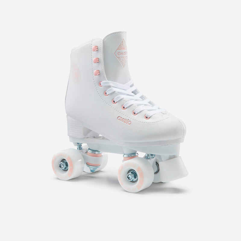 Patines 4 Ruedas Artísticos Niños y Mujer Oxelo Quad 100 Blanco