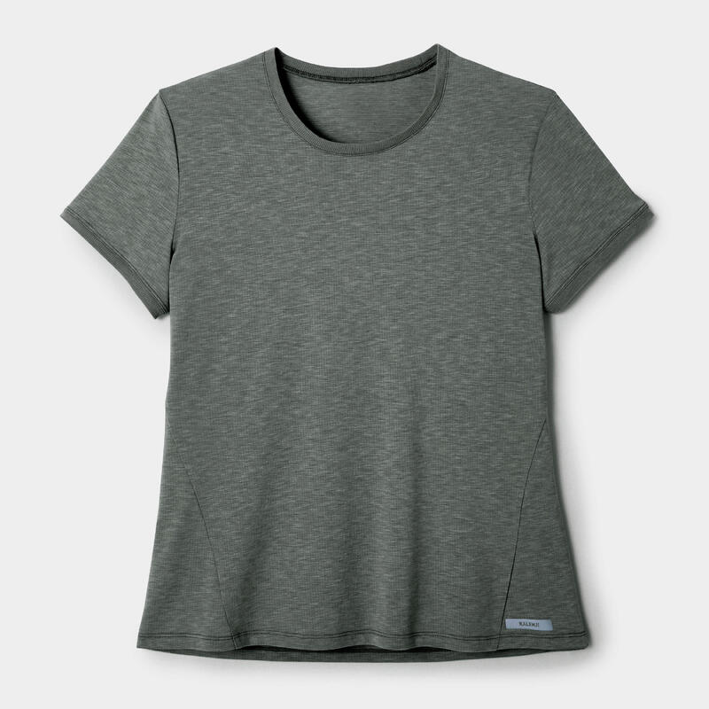 Zacht en ademend hardloop-T-shirt voor dames Soft groen grijs