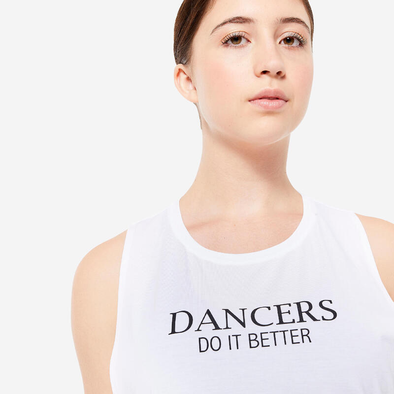 Camiseta Sin Mangas Danza Modern Jazz Mujer Blanco Sisas Anchas