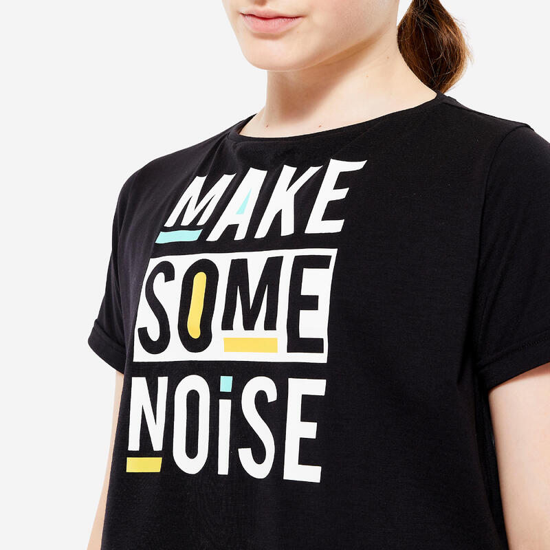 Cropped T-shirt voor modern jazz meisjes print zwart