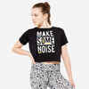 T-Shirt Crop Top Modern Jazz Dance Mädchen fließend - schwarz mit Print 
