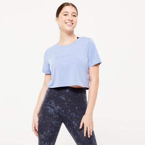 Camiseta Crop Danza Modern Jazz Mujer Azul Manga Corta
