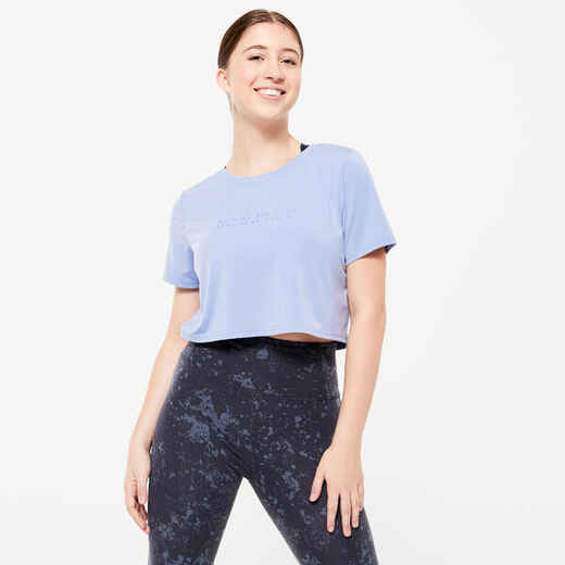 
      Tanz-Shirt Damen Crop Top kurzarm Modern Jazz Dance - blau 
  