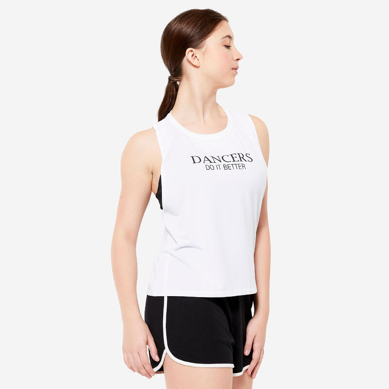 Camiseta Sin Mangas Danza Modern Jazz Mujer Blanco Sisas Anchas