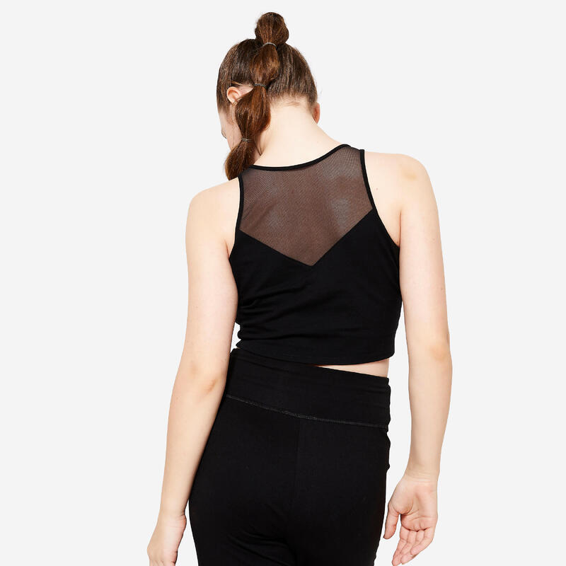 Crop top danse modern jazz brassière intégrée Fille - noir