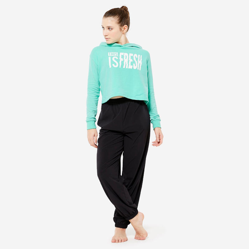 Camisola Crop Top com Capuz Dança Moderna/Jazz Menina Verde