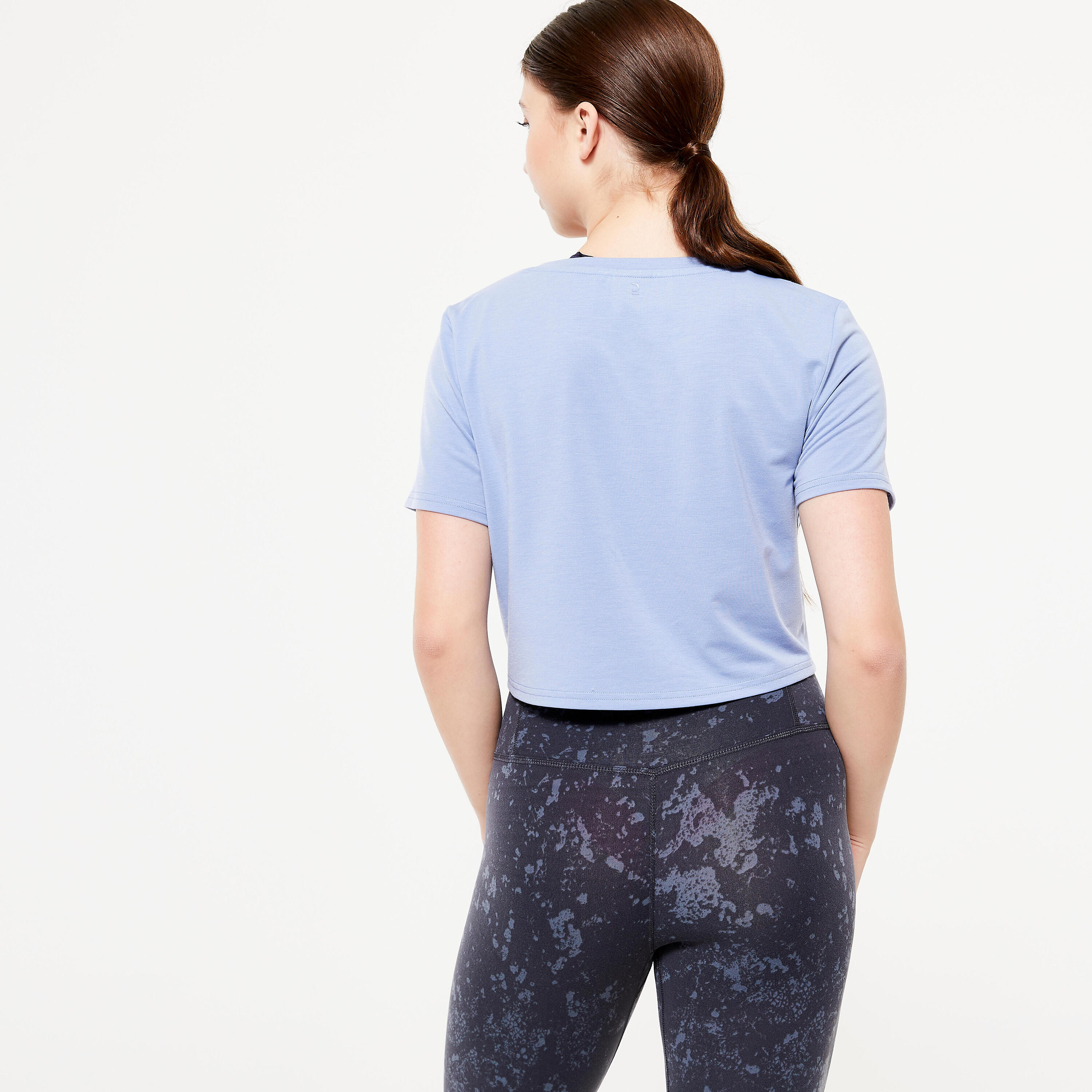 Camiseta Crop Danza Modern Jazz Mujer Azul Manga Corta 5/5