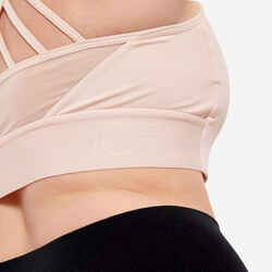 Women's Modern Dance Sports Bra with Thin Straps and Removable Pads - Pink