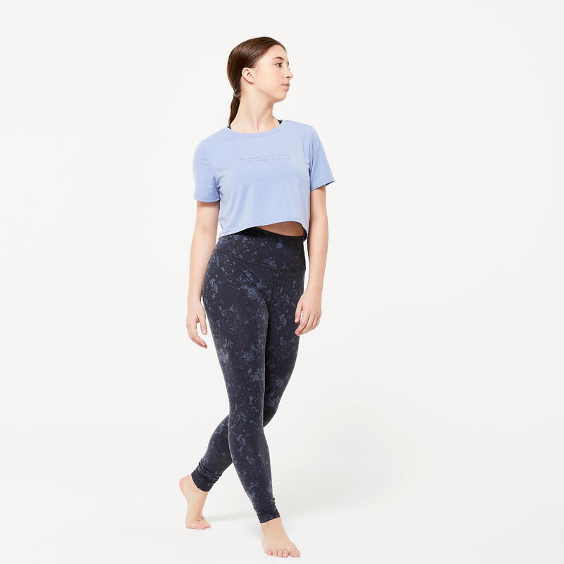 Tanz-Shirt Damen Crop Top kurzarm Modern Jazz Dance - blau 