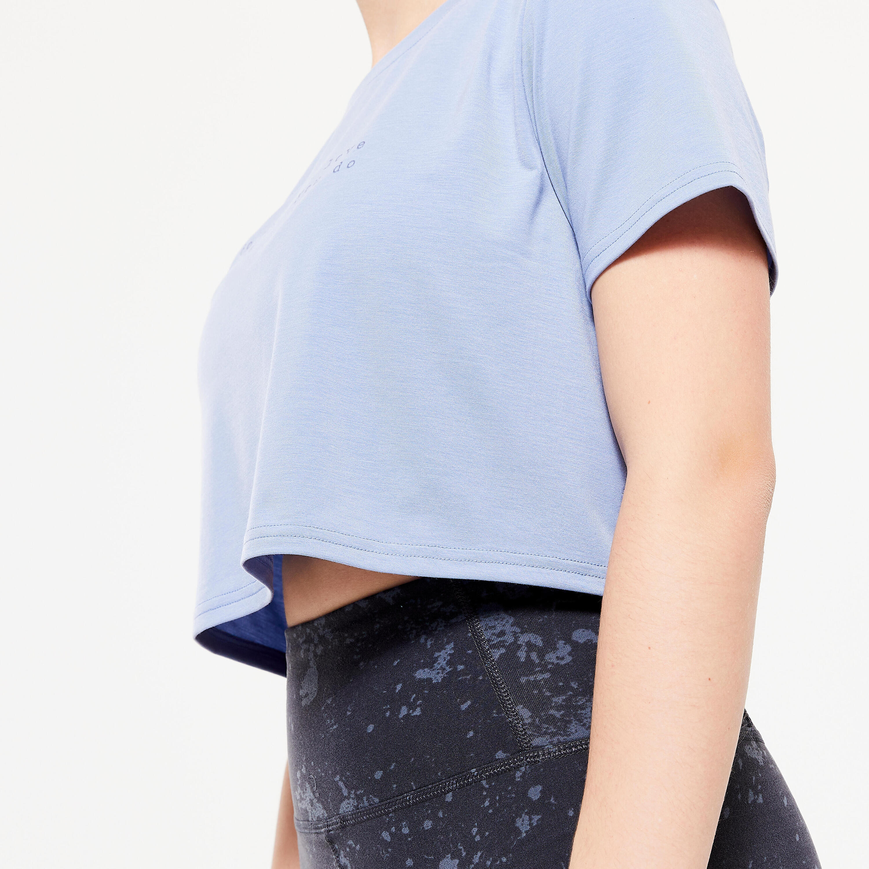 Camiseta Crop Danza Modern Jazz Mujer Azul Manga Corta 4/5