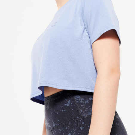 Women's Modern Jazz Dance Short-Sleeved Cropped T-Shirt - Blue