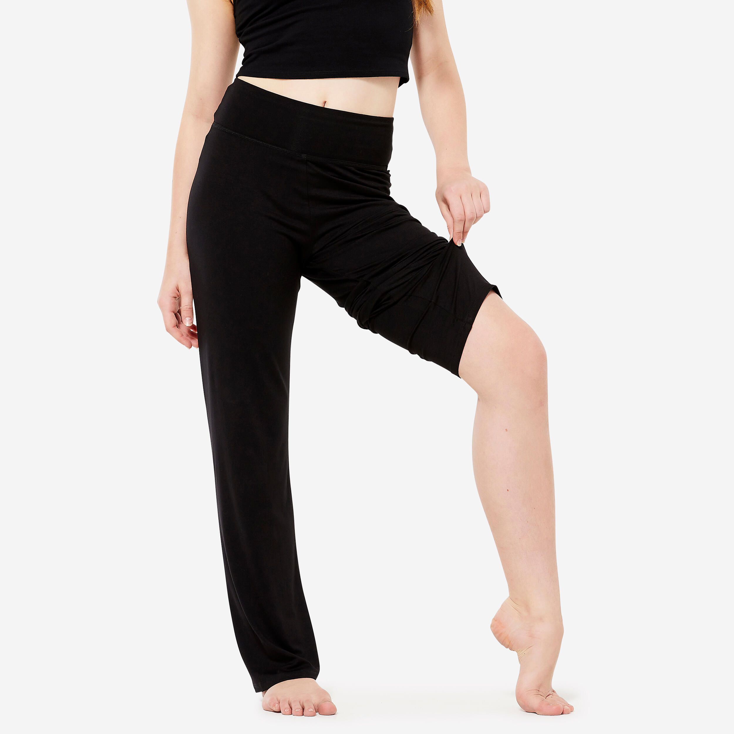 Pantalón Danza Moderna Niños Negro Recto Holgado 3/7