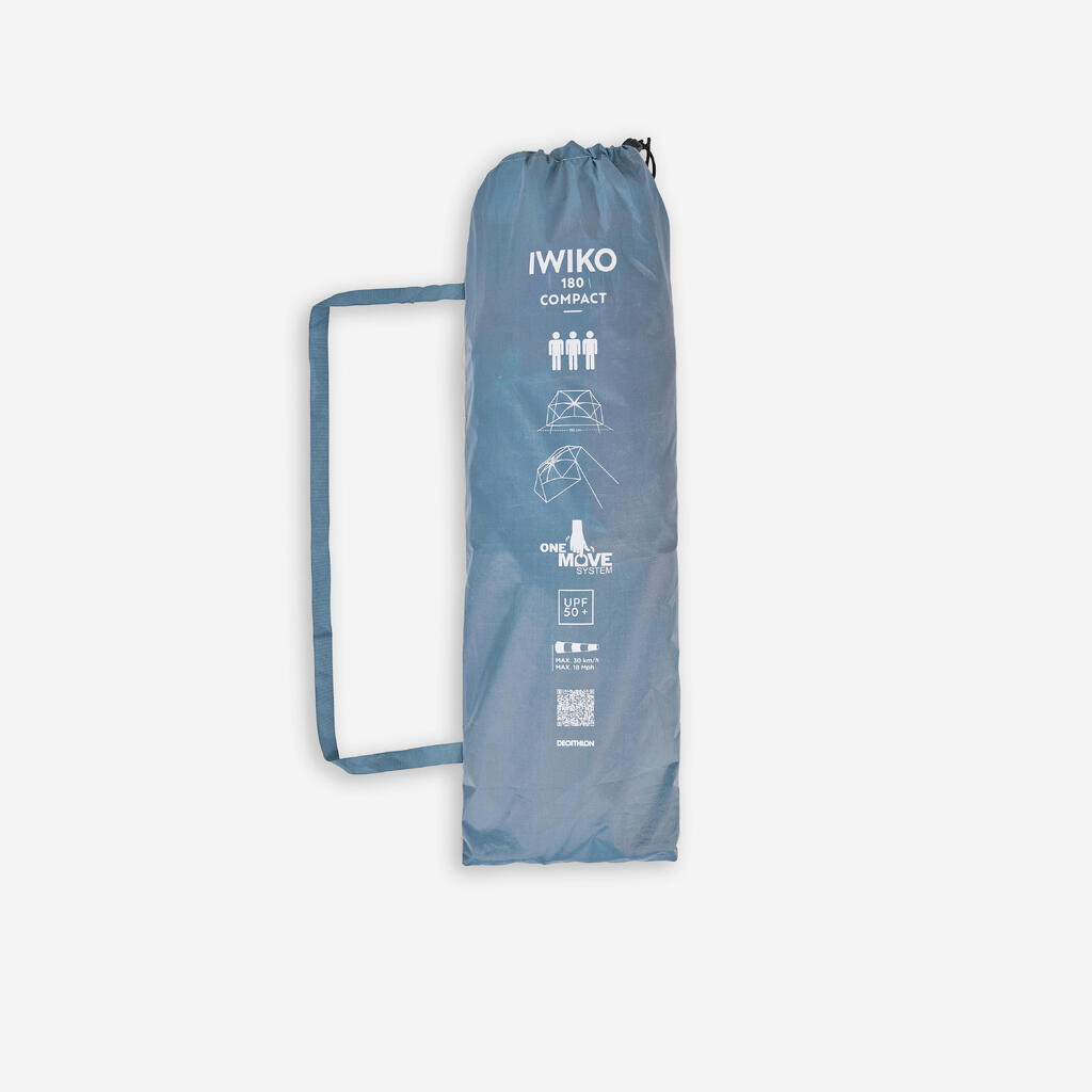 Σκηνή παραλίας compact 3 ατόμων UPF 50+ διάμετρος 180cm - Iwiko γκρι μπεζ