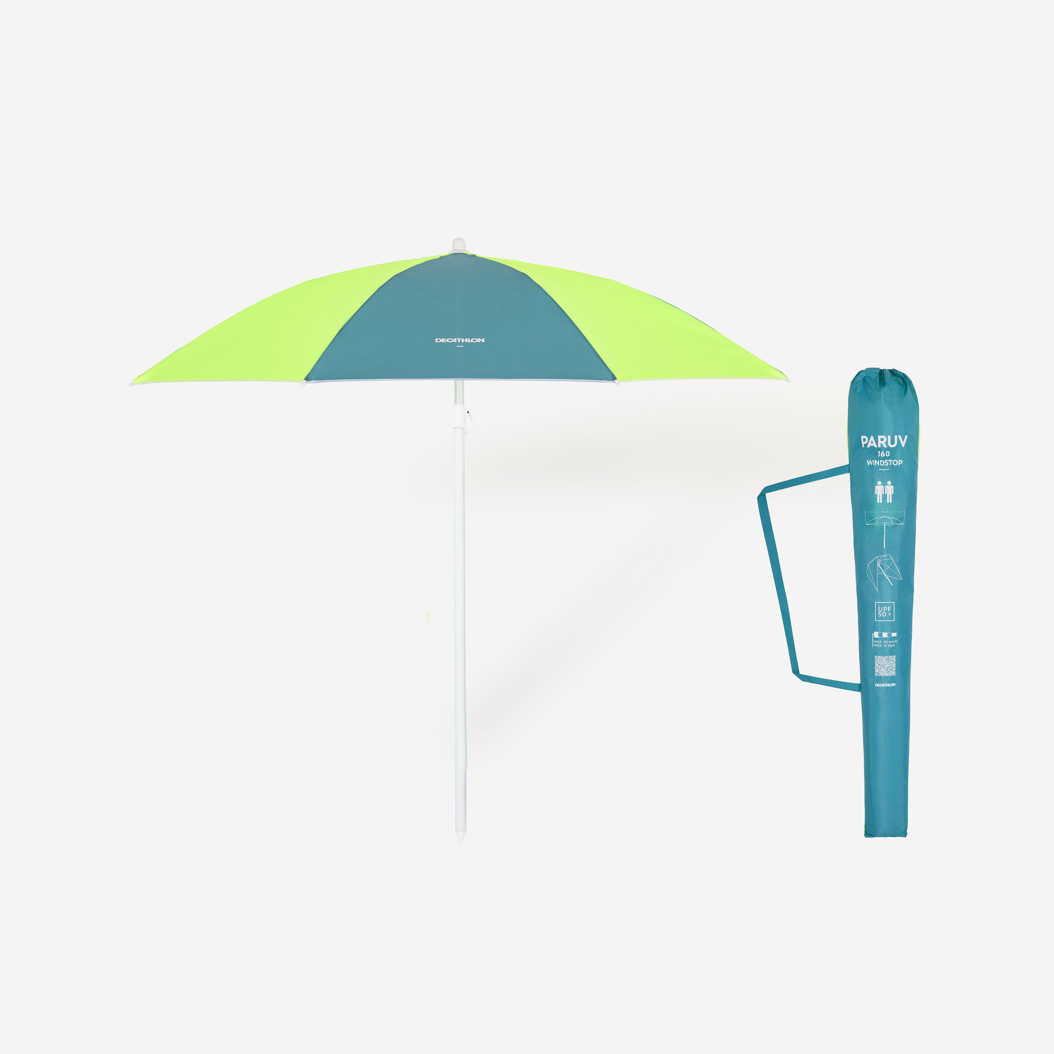 Parasol de plage anti-UV FPRUV 50+ à 2 places – Paruv 160 - DECATHLON