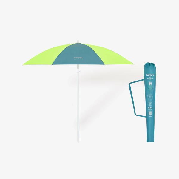 Blue and yellow beach umbrella