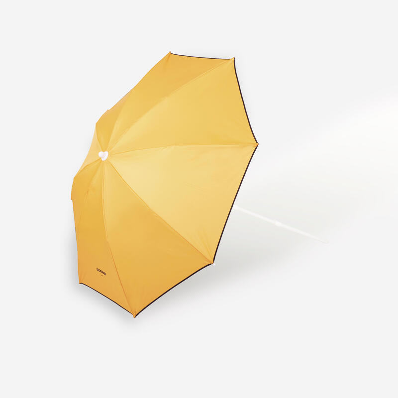 Umbrelă de plajă Compact 2 locuri UPF 50+ diametru 160cm - PARUV Ocru-Galben