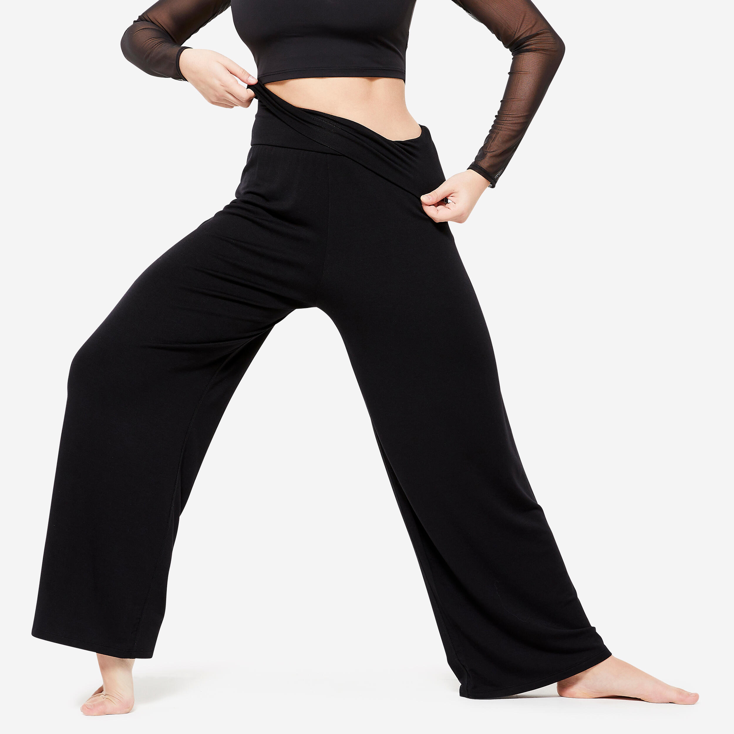 Pantalon fluid Croială dreaptă Dans Modern Negru Damă