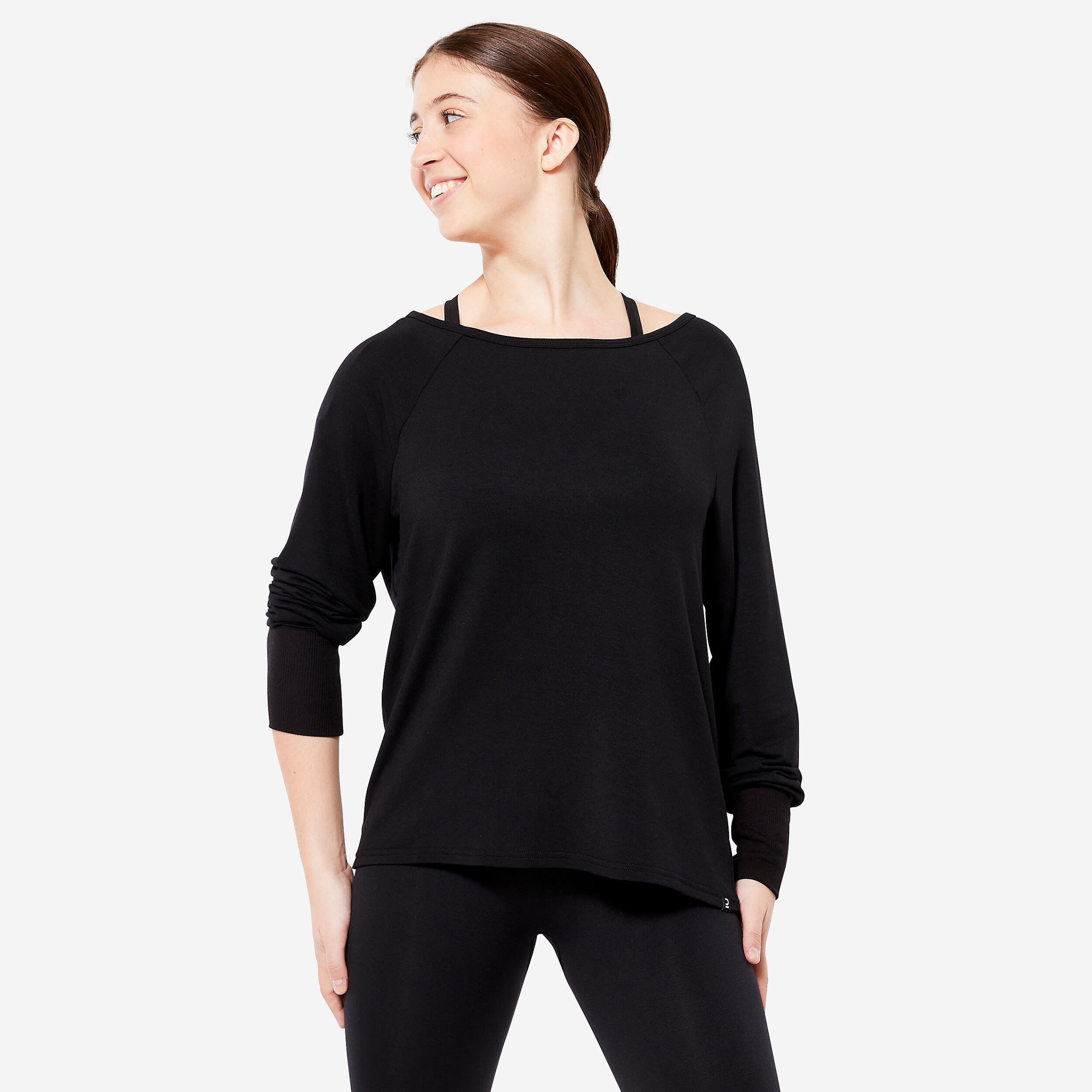 Women's fluid modern dance sweatshirt - black