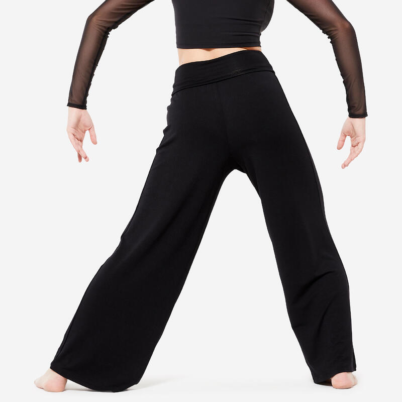 Pantalon de dans modern fluid și larg, negru, damă