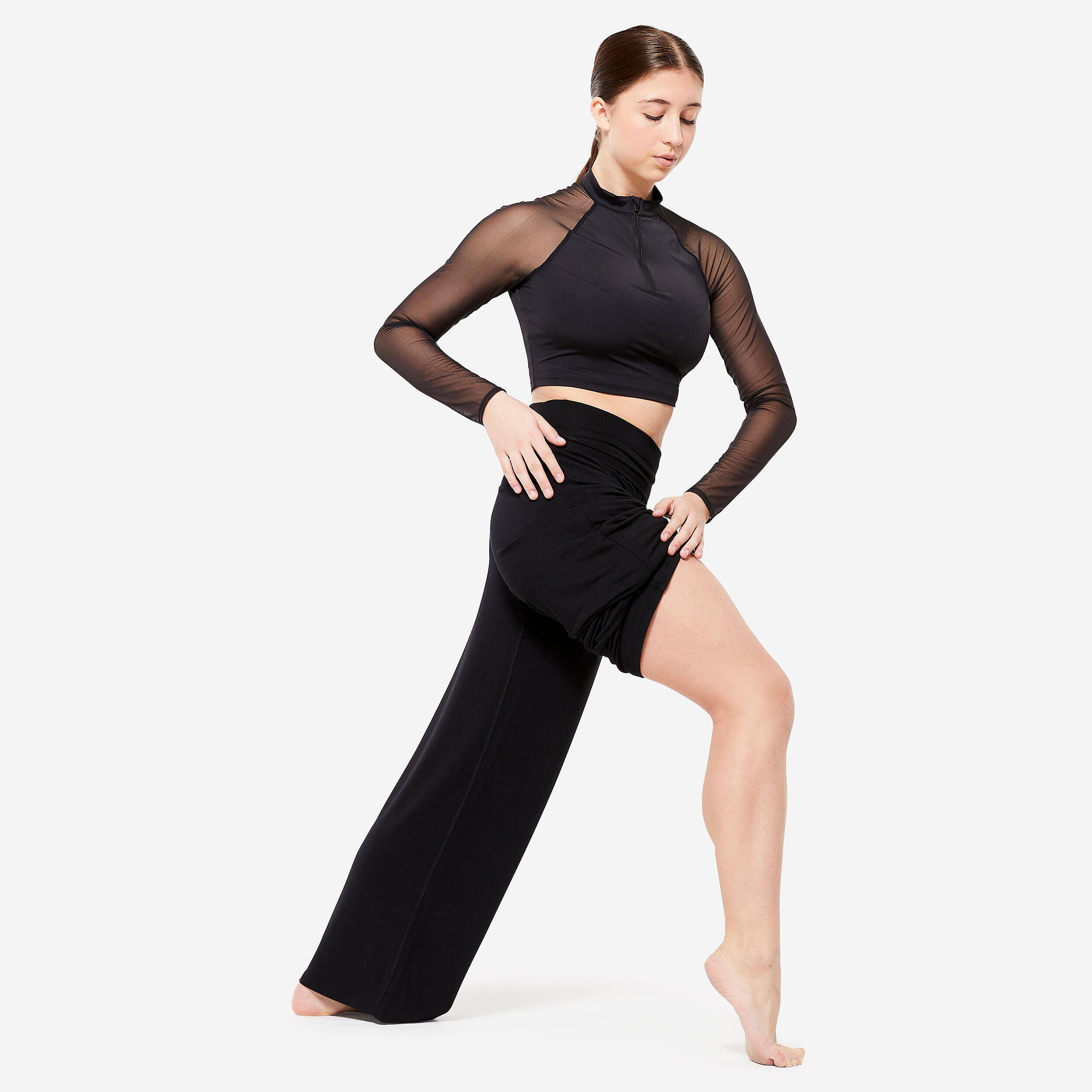 Women's Flowing Modern Dance Loose Bottoms - Black -  3