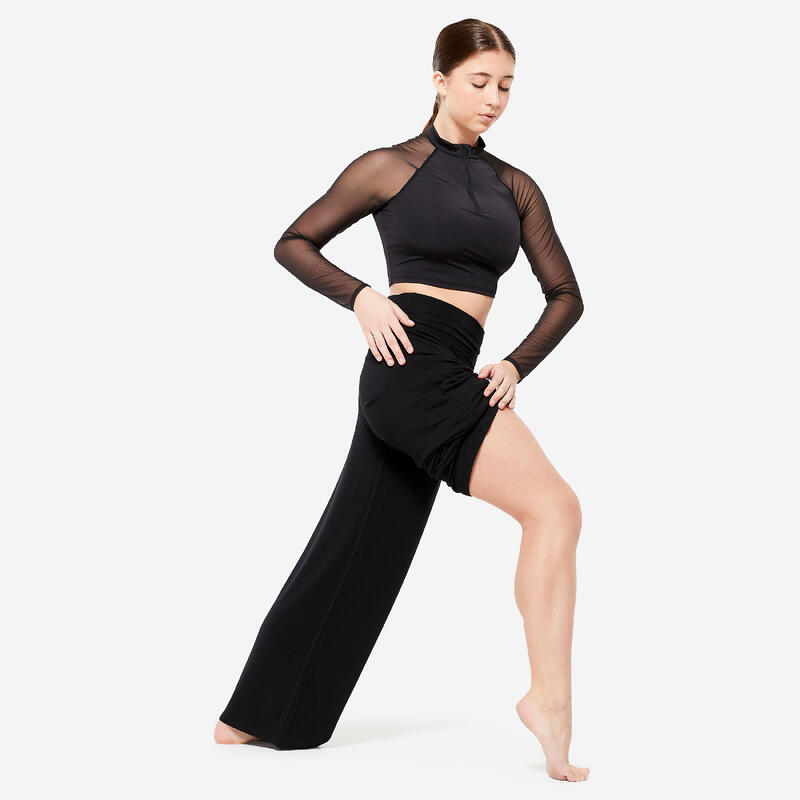 Pantalon de dans modern fluid și larg, negru, damă