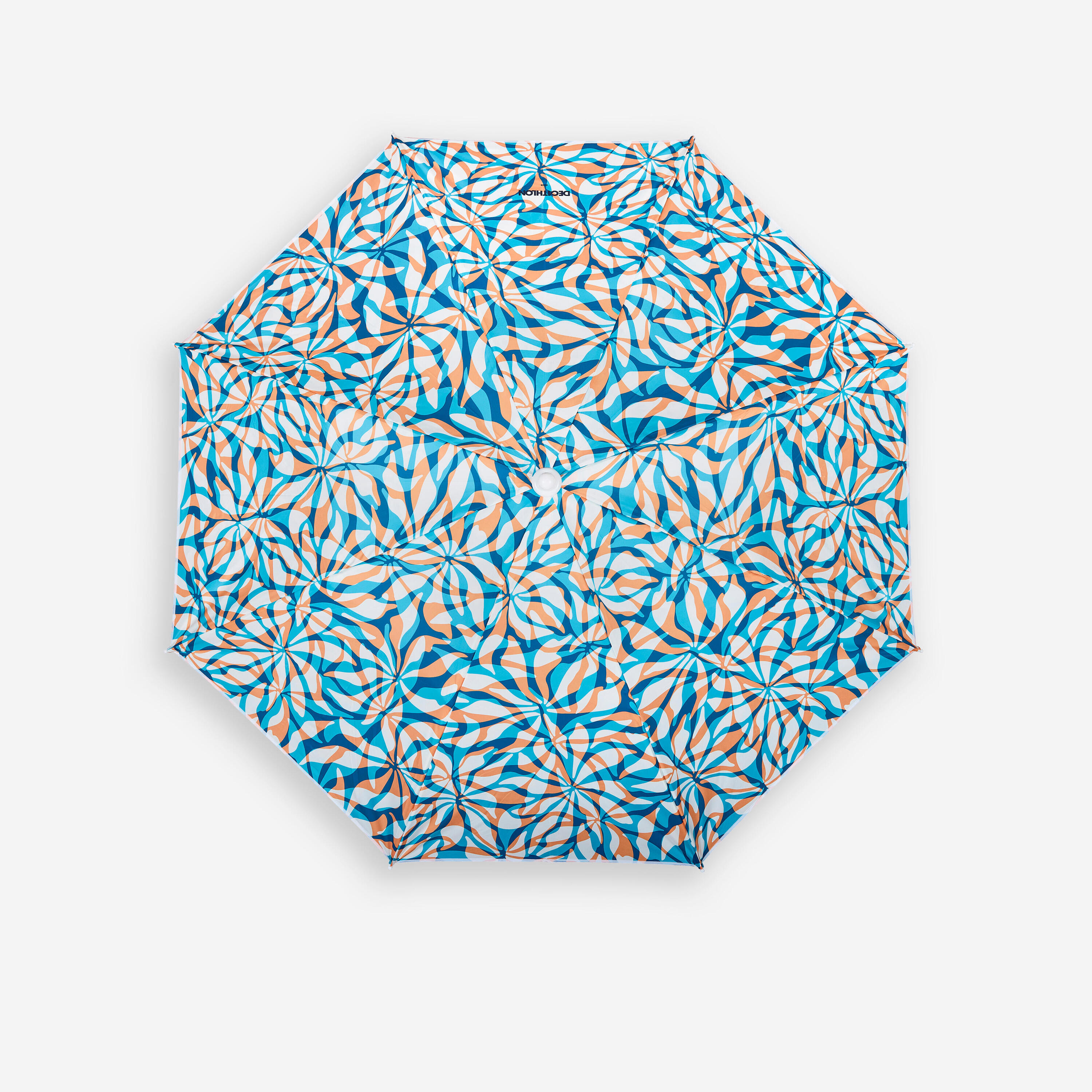 Compact beach umbrella 2 person UPF 50+ - Paruv 160 blue flowers 3/8