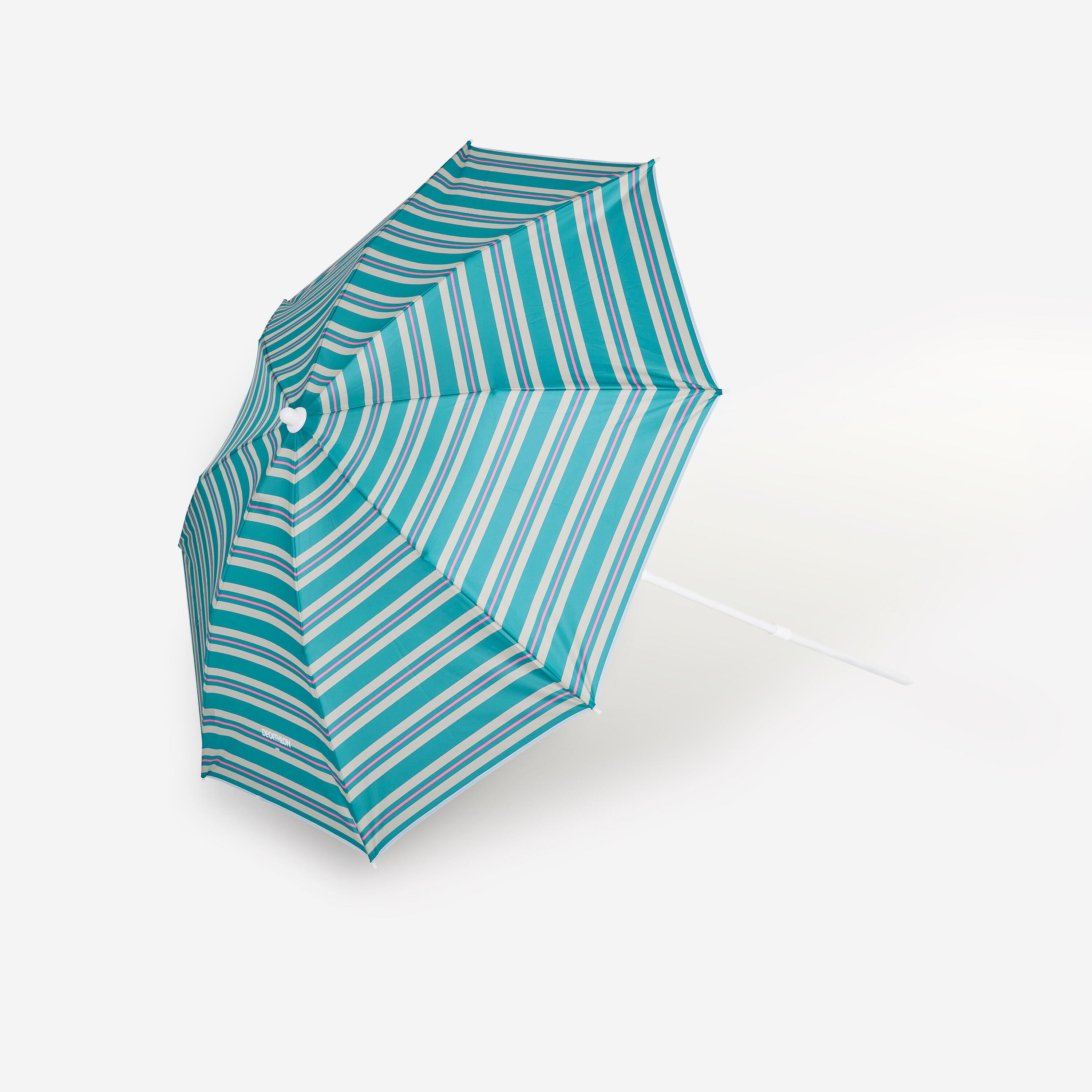 Compact beach umbrella 2 person UPF 50+ - Paruv 160 green stripe 6/8