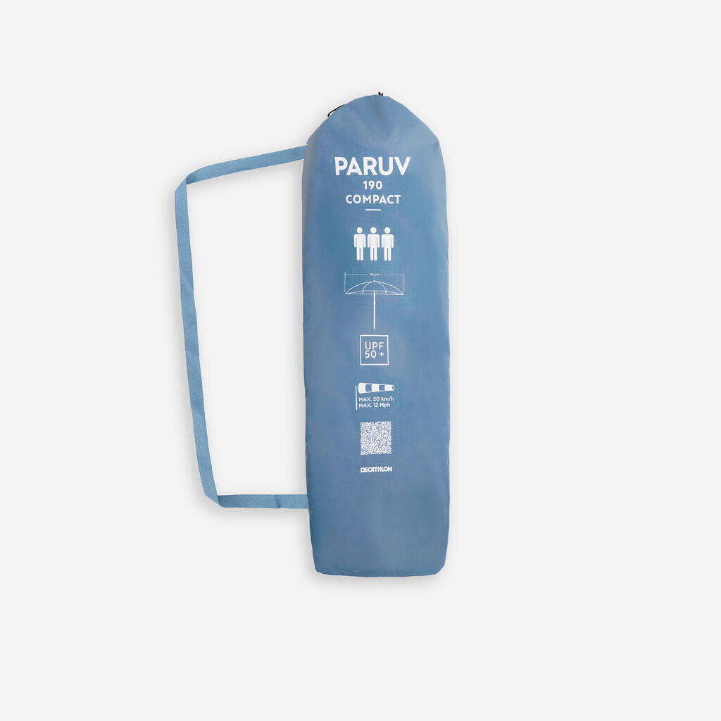 Sonnenschirm Strandschirm kompakt UPF 50+ - Paruv 190 für 3 Personen grau
