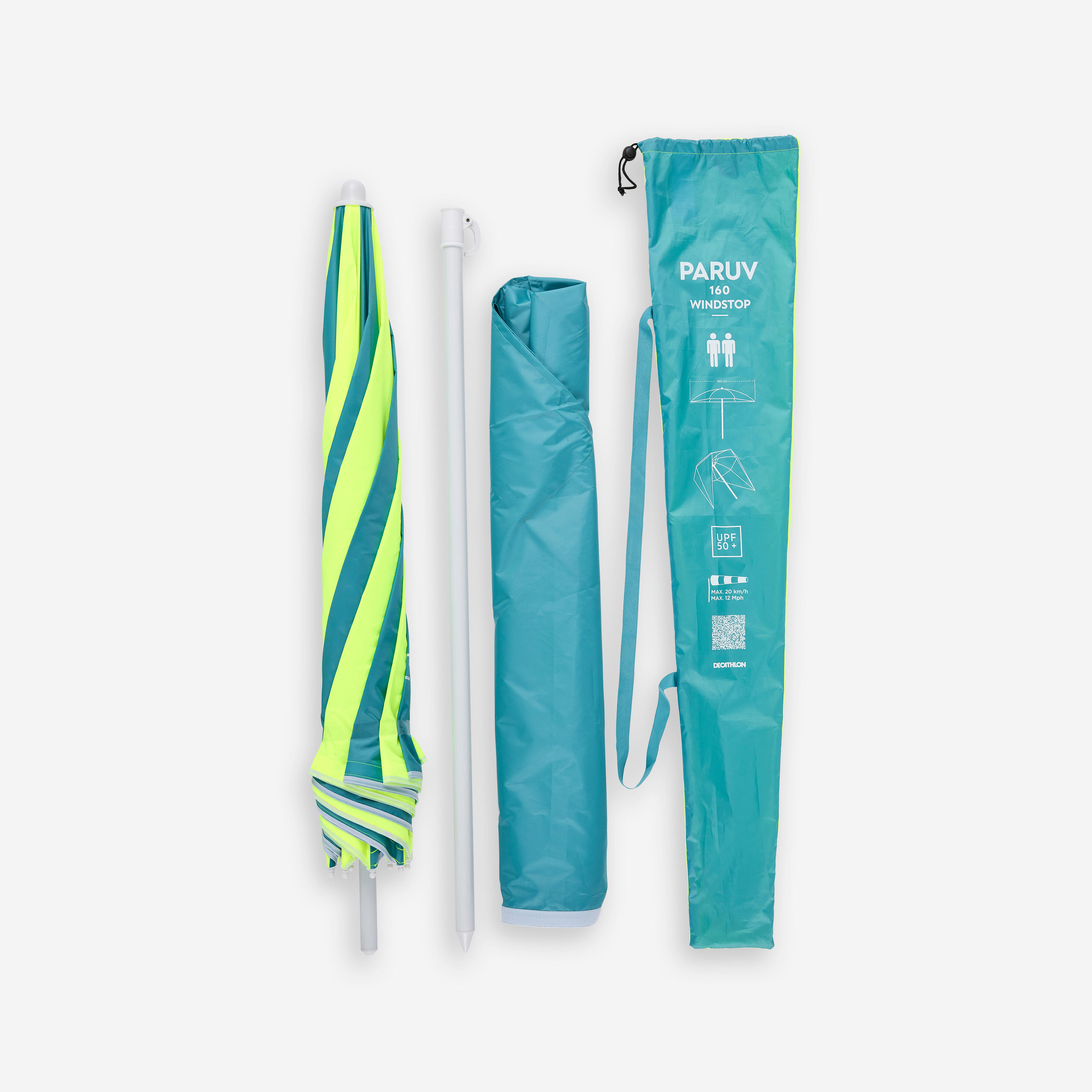 Parasol de plage anti-UV FPRUV 50+ à 2 places – Paruv 160 - DECATHLON