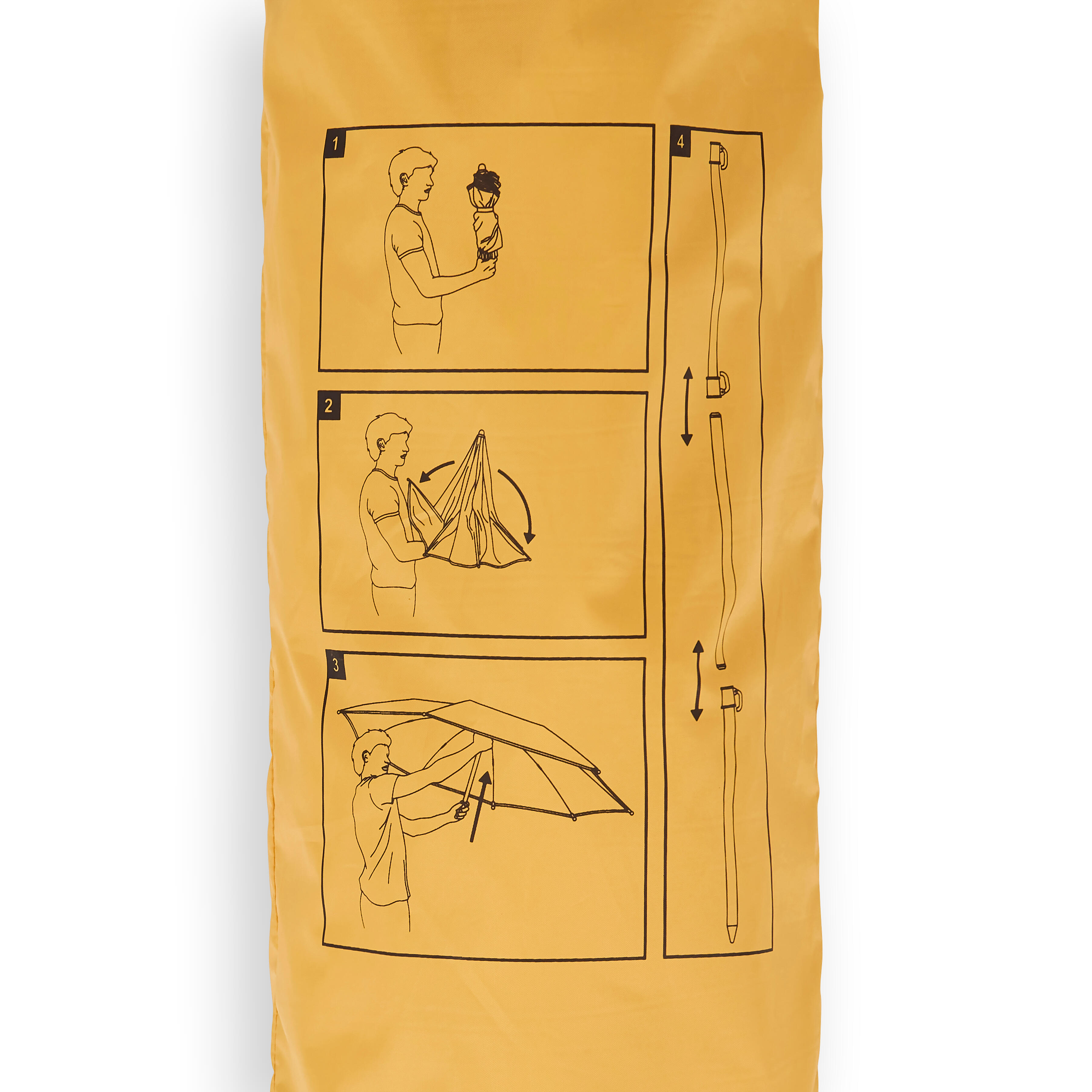 Compact beach umbrella 2-person UPF 50+ 160 cm diameter - PARUV yellow ochre