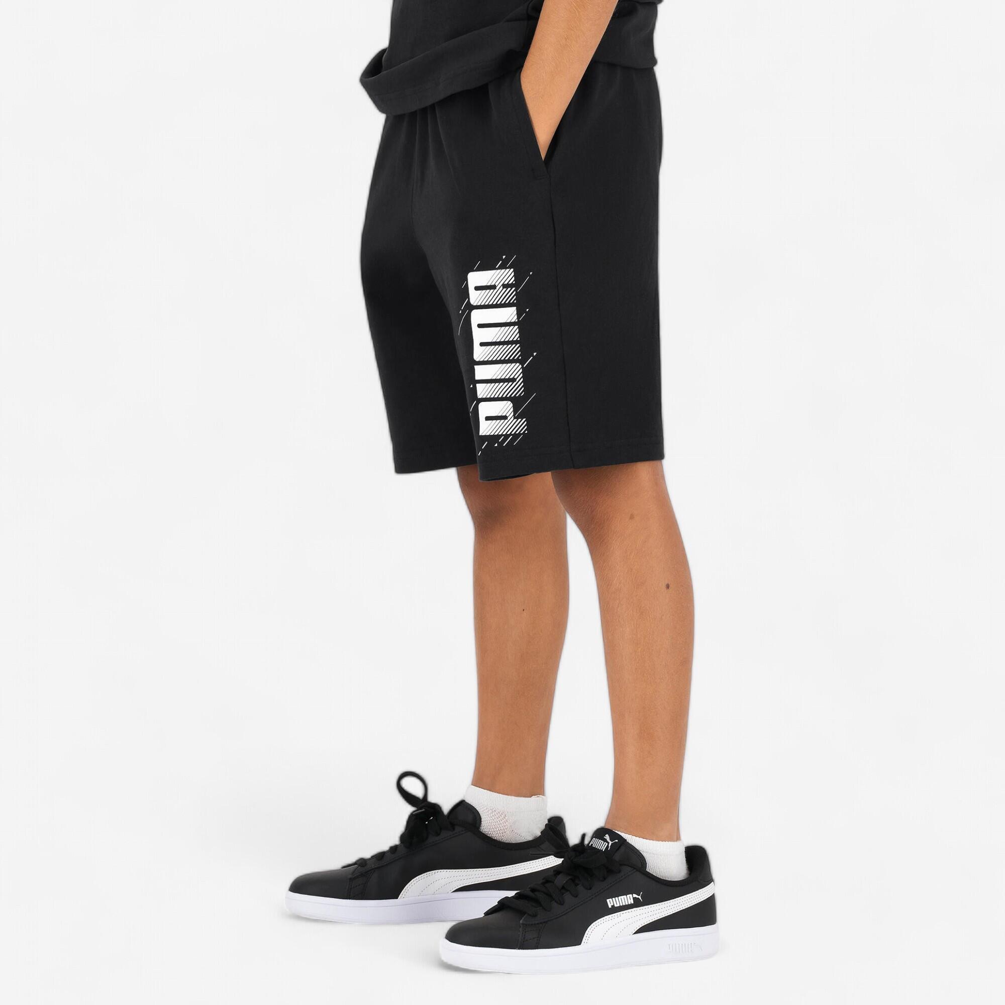 PUMA Pantaloncini Puma bambino ginnastica regular fit cotone neri stampati
