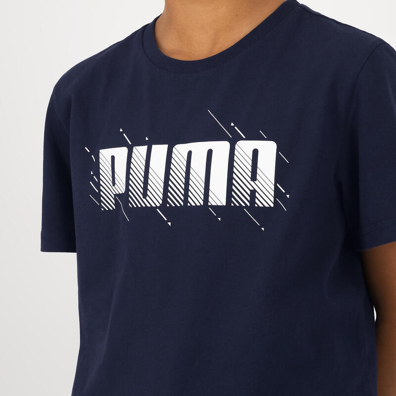 T-shirt de Ginástica Estampada Criança Azul-marinho
