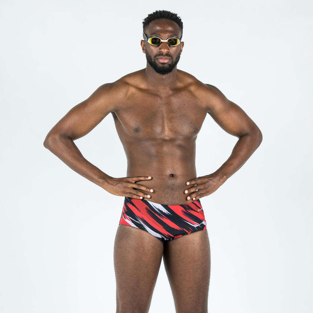 Men’s square-cut swim trunks - 900 pint yellow green