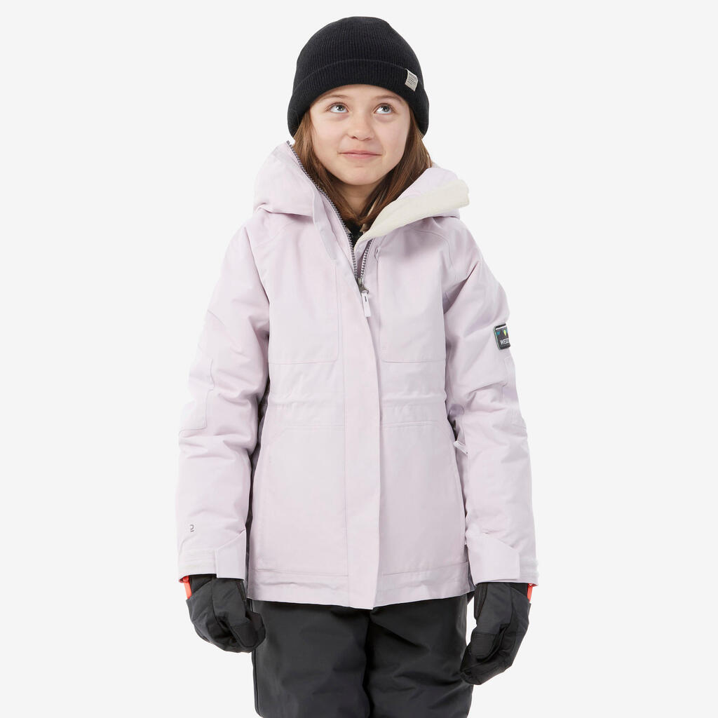 GIRLS' HIGH RESISTANCE LONG SNOWBOARD JACKET - SNB 500 - PINK