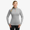 Woman's thermal ski base layer top 500 1/2 Zip - Light Grey 