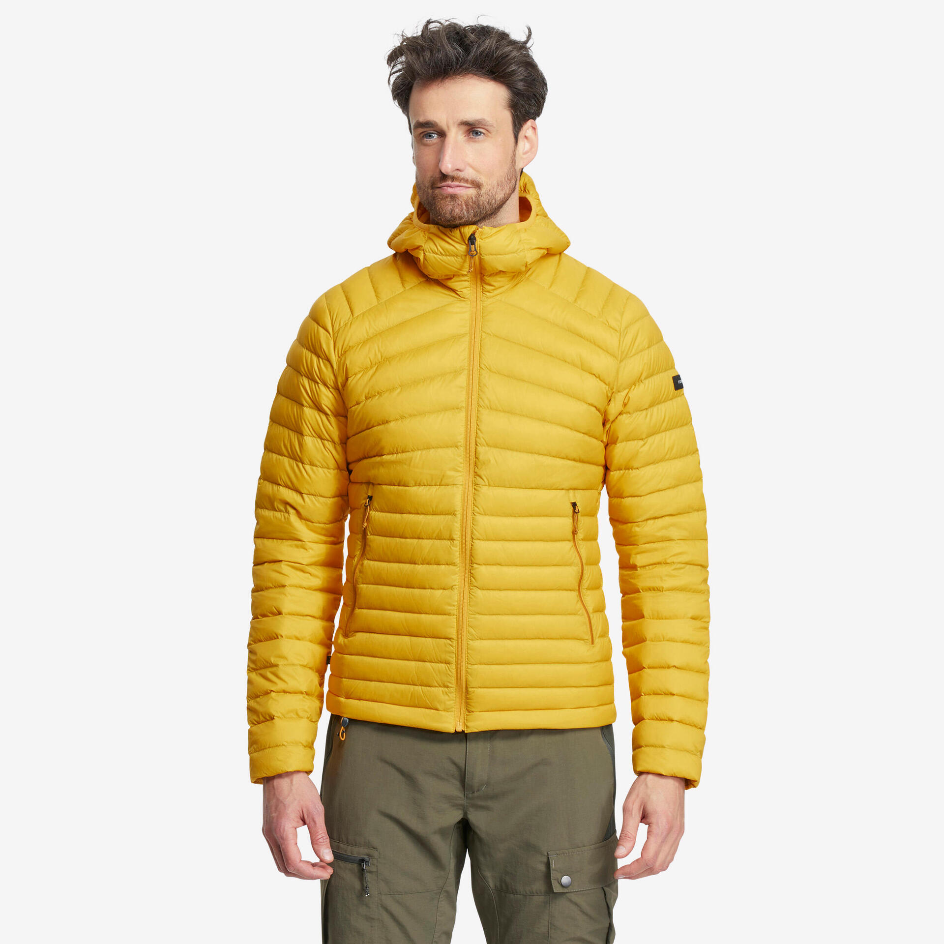Jaqueta Masculina de Trekking Full Down 500 Forclaz Amarelo