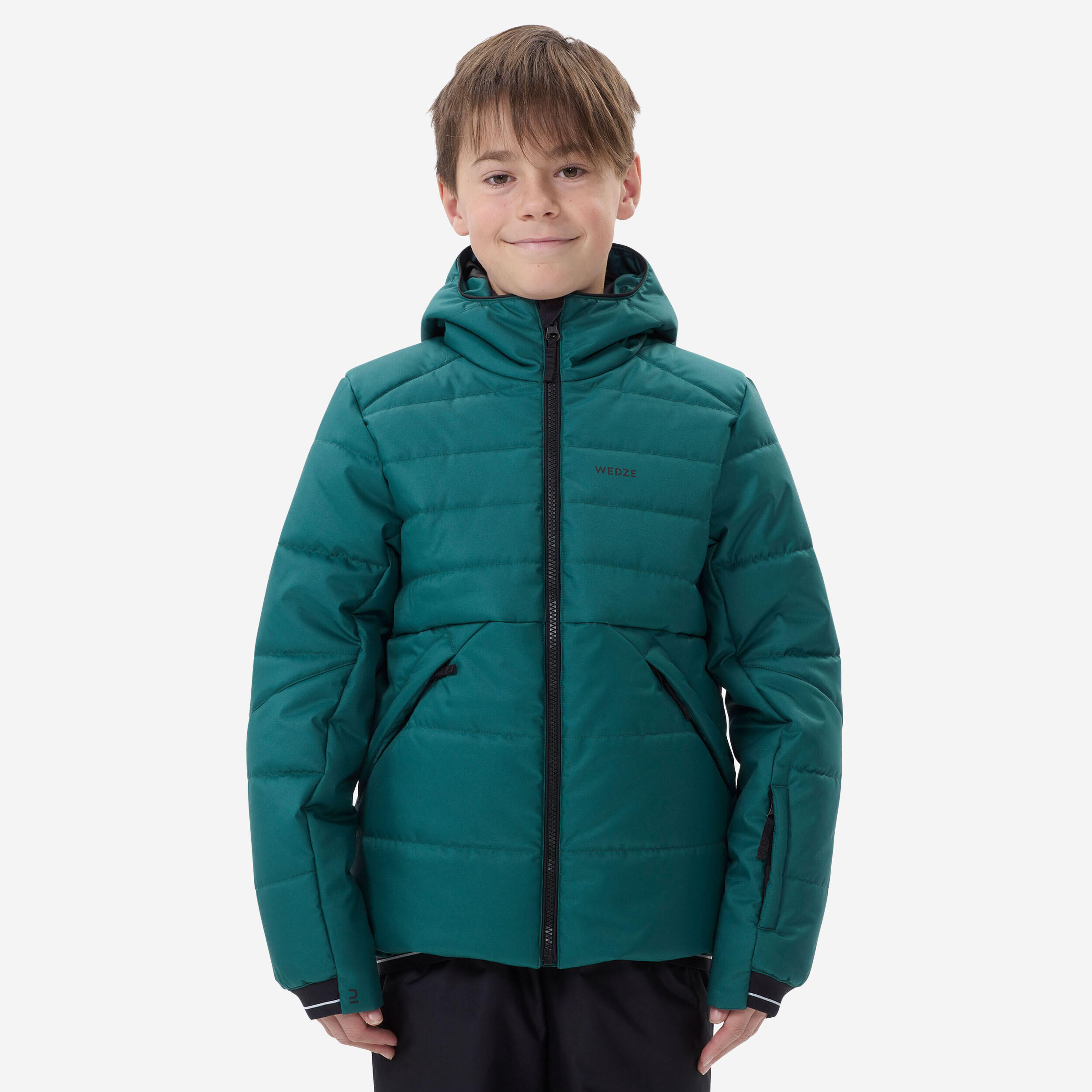 WEDZE Kids’ Extra Warm and Waterproof Padded Ski Jacket 180 WARM - Green