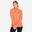 T-shirt manches longues chaud running femme - Zip warm corail